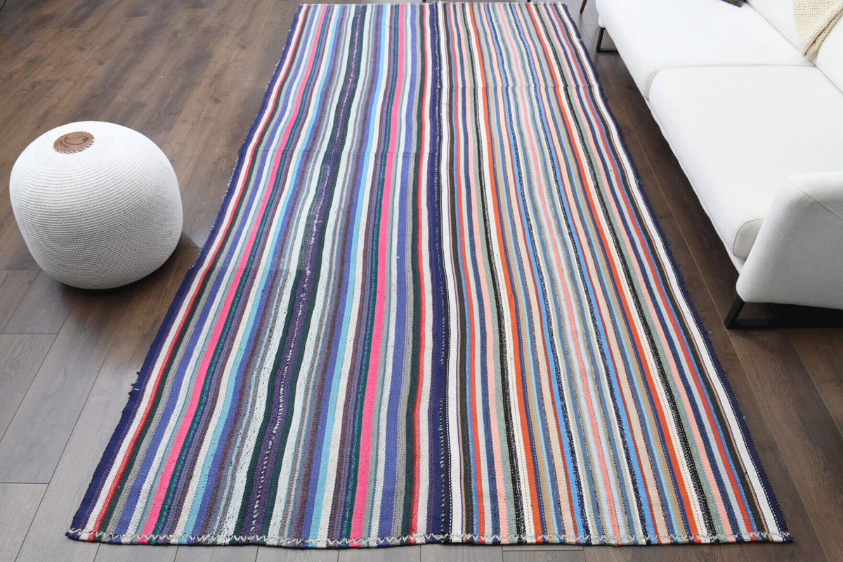 Turkish Vintage Striped Kilim Rug
