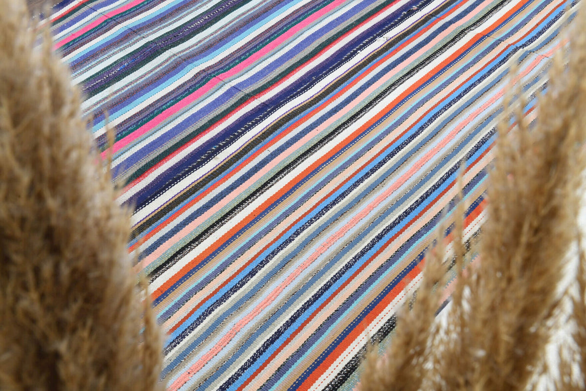 Turkish Vintage Striped Kilim Rug