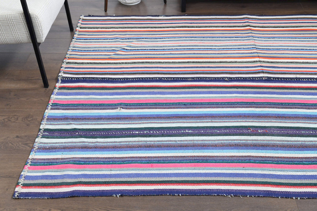 Turkish Vintage Striped Kilim Rug