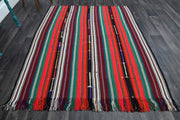 1960'lardan Anadolu kökenli çizgili el dokuma vintage kilim, 177x213 cm