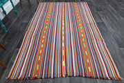 1960'lardan Anadolu kökenli çizgili el dokuma vintage kilim, 178x281 cm
