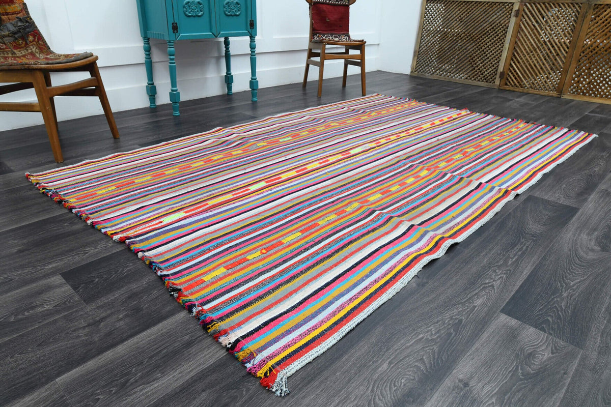 Turkish Vintage Area Kilim Rug