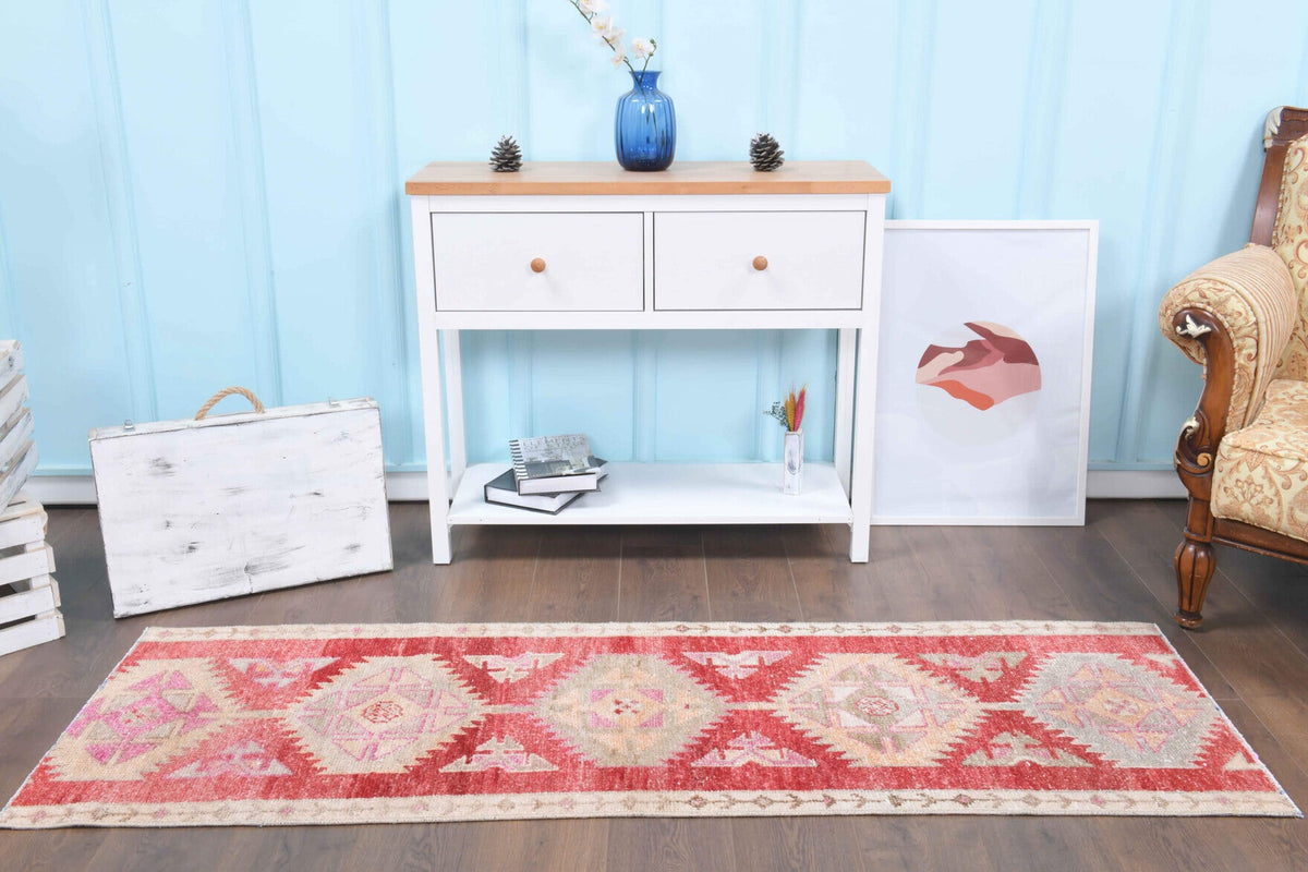 Red Vintage Anatolian Runner Rug