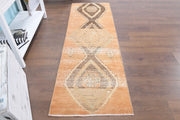 1970'lerden Anadolu kökenli tribal desenli el dokuma vintage yolluk, 62x190 cm