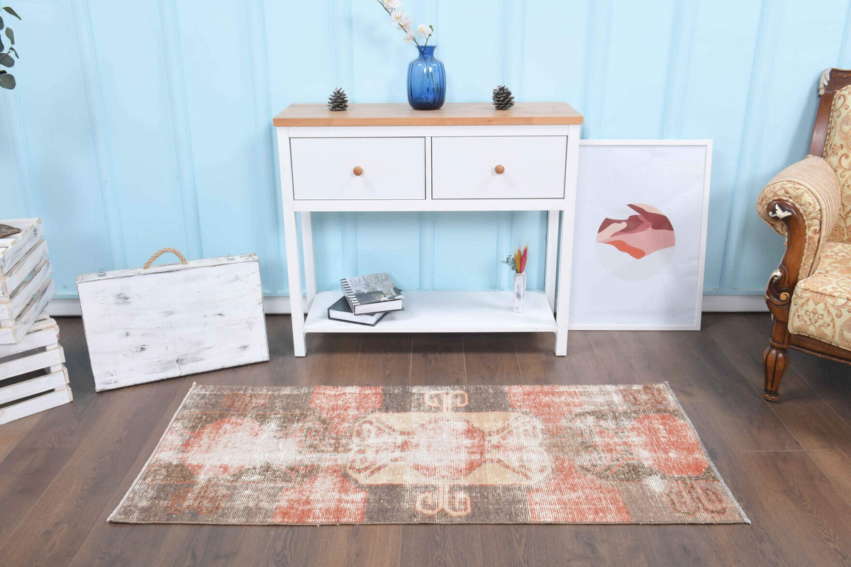 Red Vintage Oushak Runner Rug