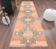 1970'lerden Anadolu kökenli tribal desenli el dokuma vintage yolluk, 95x408 cm