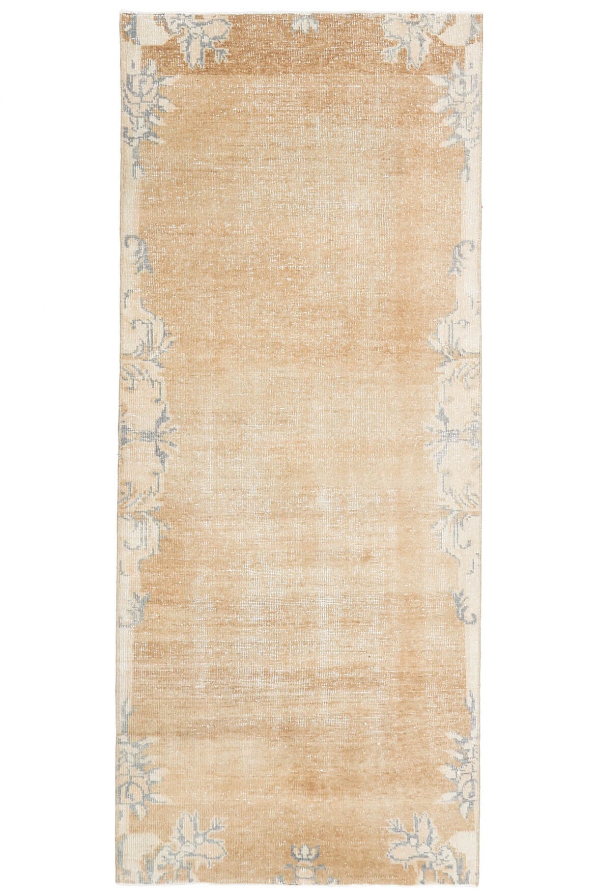 1970s Brown Floral Oushak Runner Rug