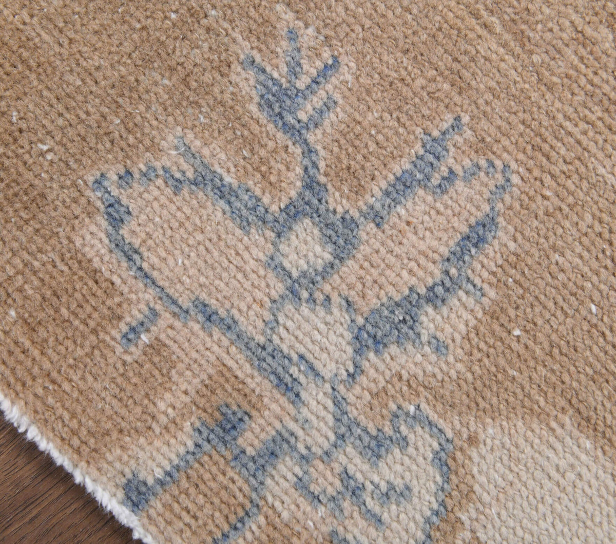 1970s Brown Floral Oushak Runner Rug