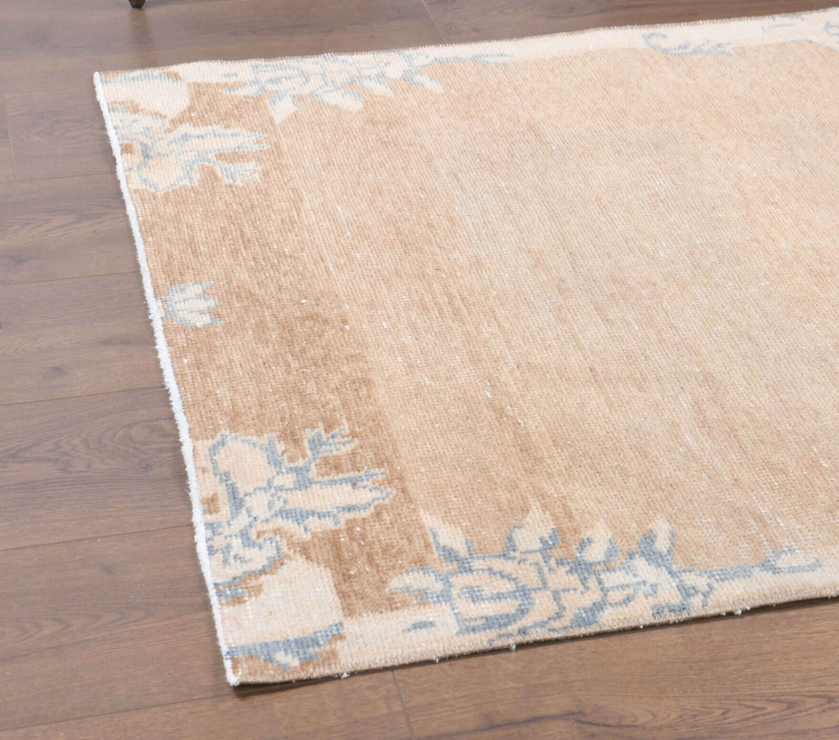 1970s Brown Floral Oushak Runner Rug