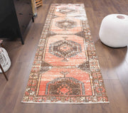 1970'lerden Anadolu kökenli tribal desenli el dokuma vintage yolluk, 90x299 cm