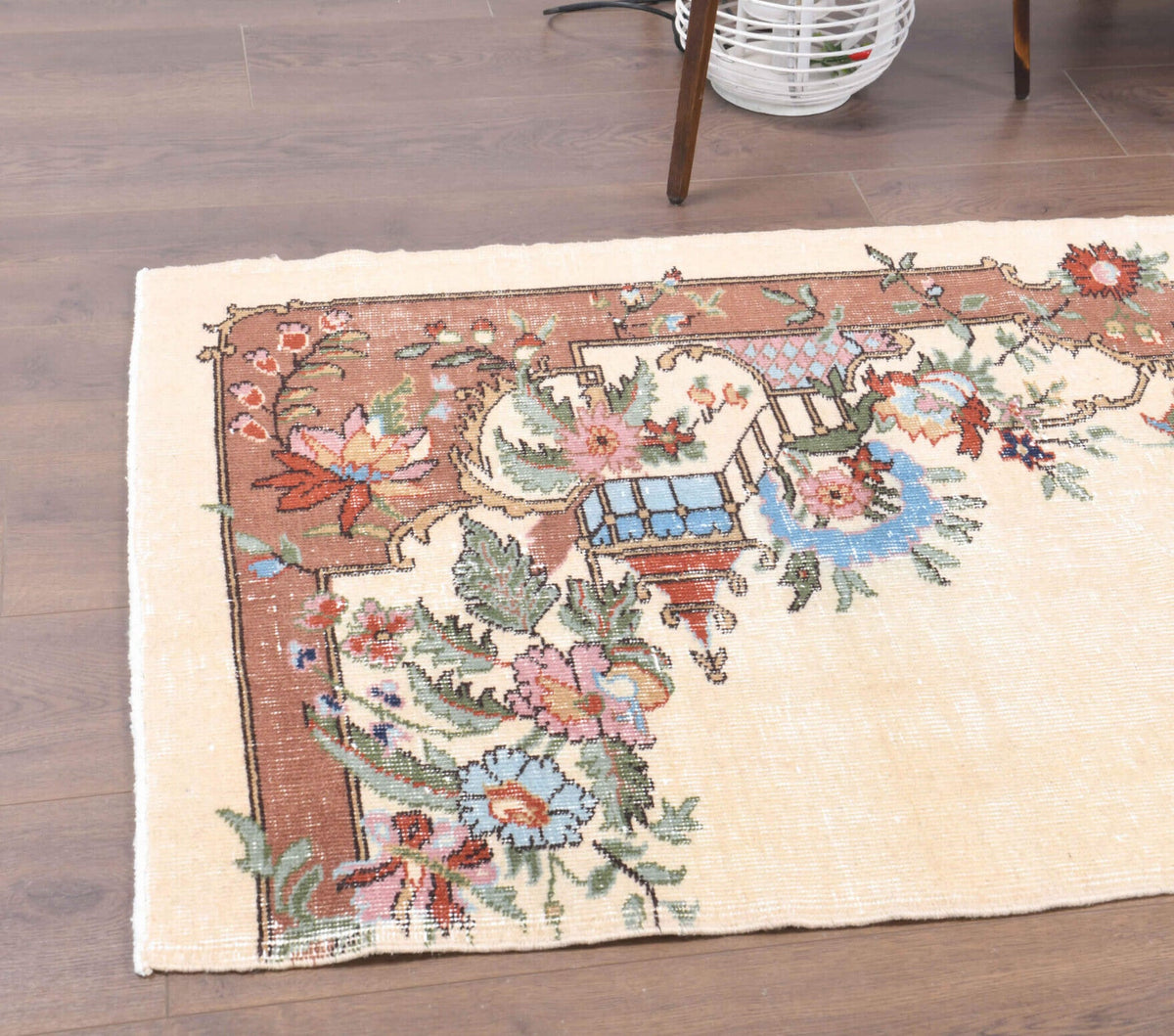 Beige Vintage Anatolian Runner Rug