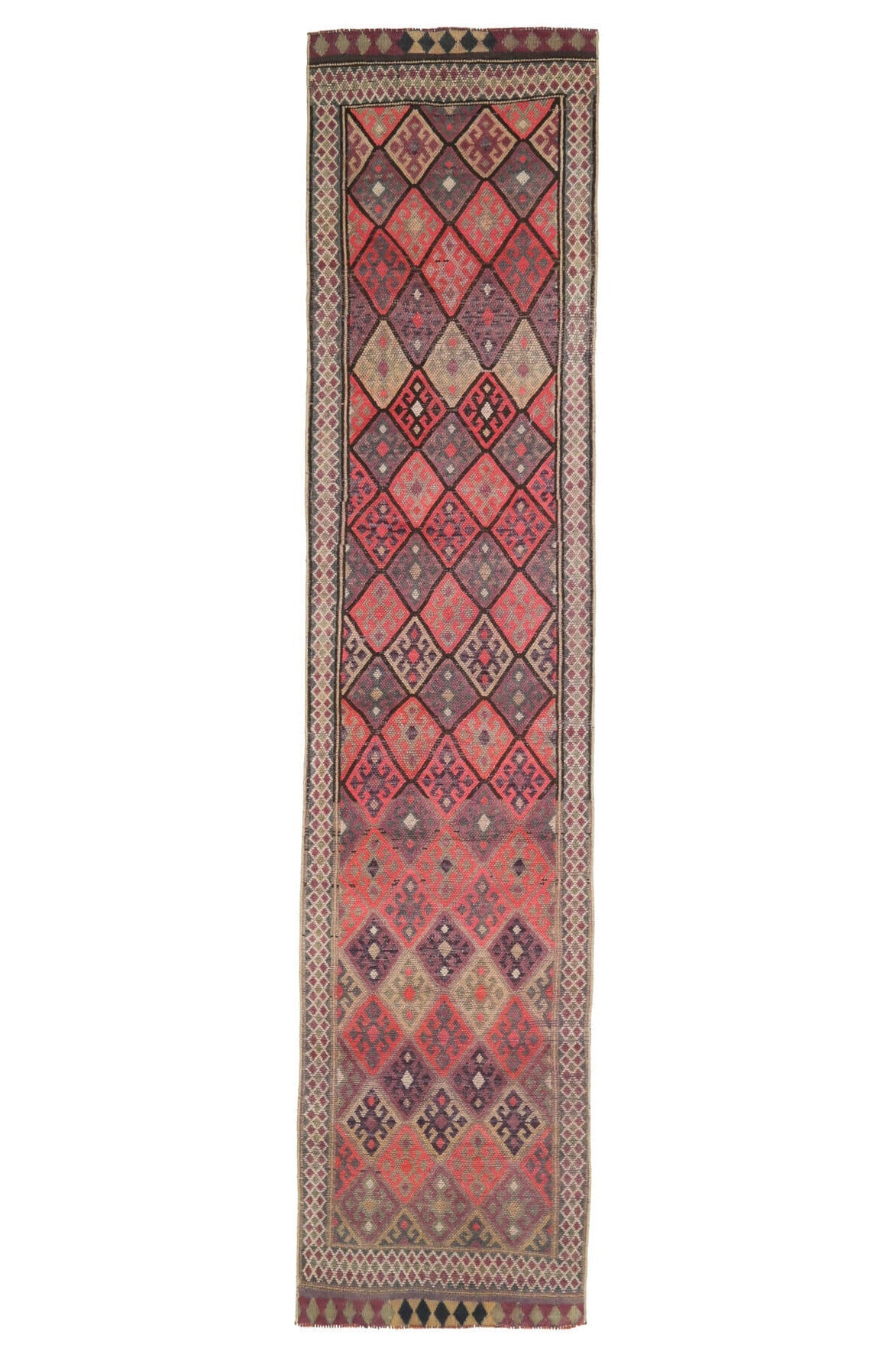 Jewel Colors - Hand-Knotted Vintage Anatolian Runner Rug