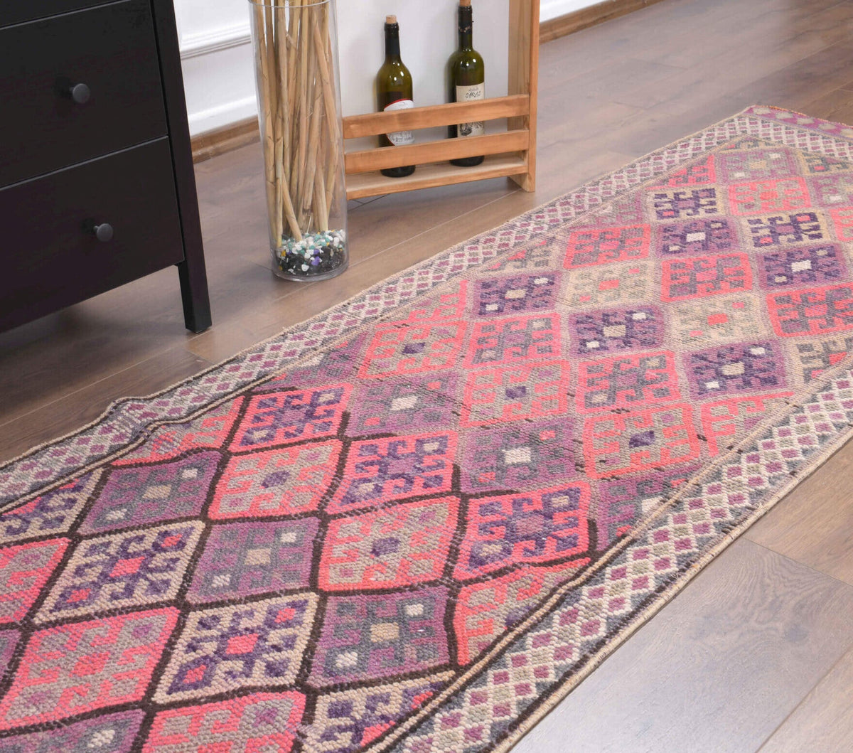 Jewel Colors - Hand-Knotted Vintage Anatolian Runner Rug