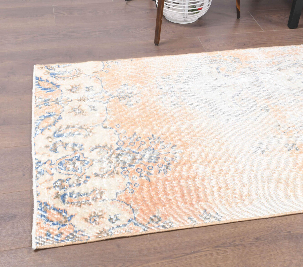 Distressed Orange Vintage Oushak Runner Rug