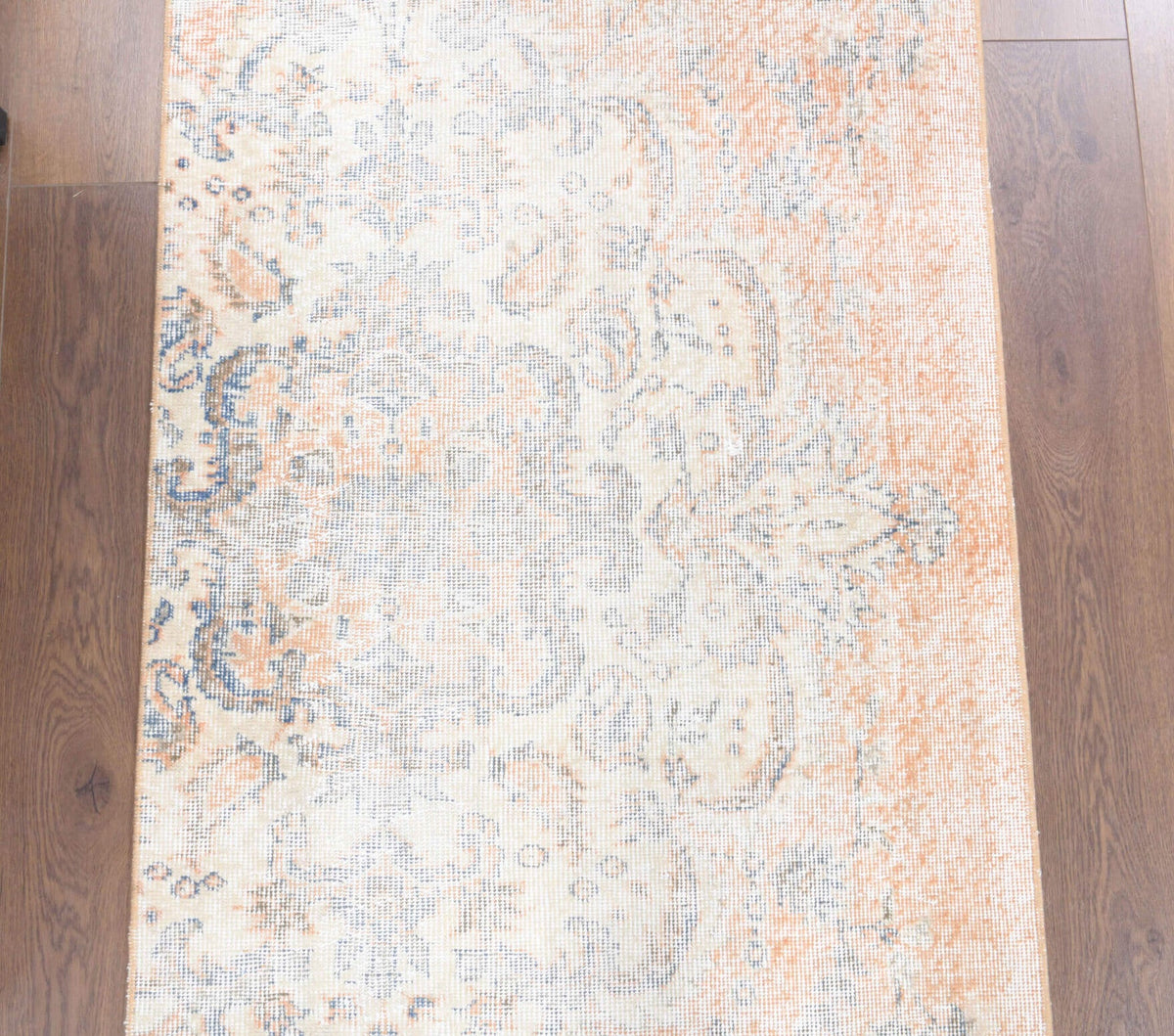 Distressed Orange Vintage Oushak Runner Rug