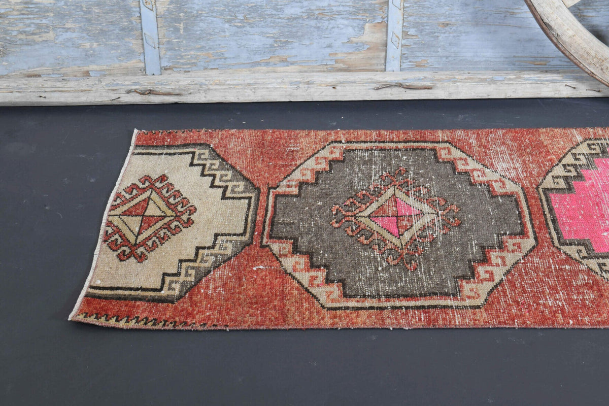 1960s Red Vintage Runner Rug