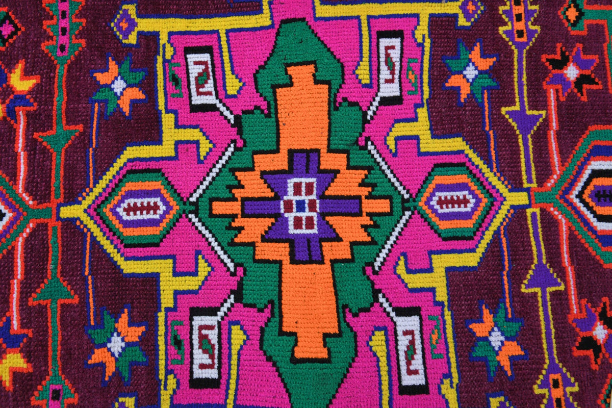 Vibrant Purple Vintage Anatolian Runner Rug