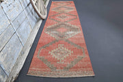El yapımı vintage yolluk 86x386 cm tribal desenli yün - detay görünümü