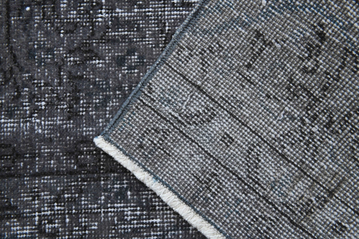 Solid Black Vintage Anatolian Runner Rug