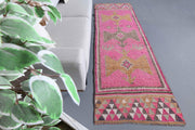 El yapımı vintage yolluk 91x300 cm tribal desenli yün - detay görünümü