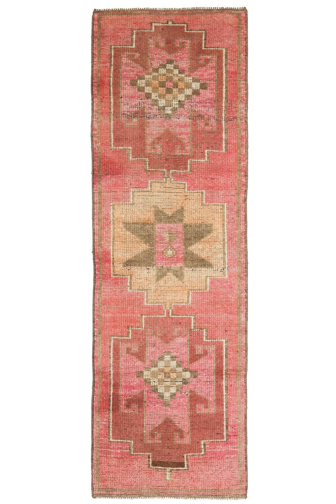 El yapımı vintage yolluk 91x290 cm oryantal desenli yün - ışık altında renk detayı