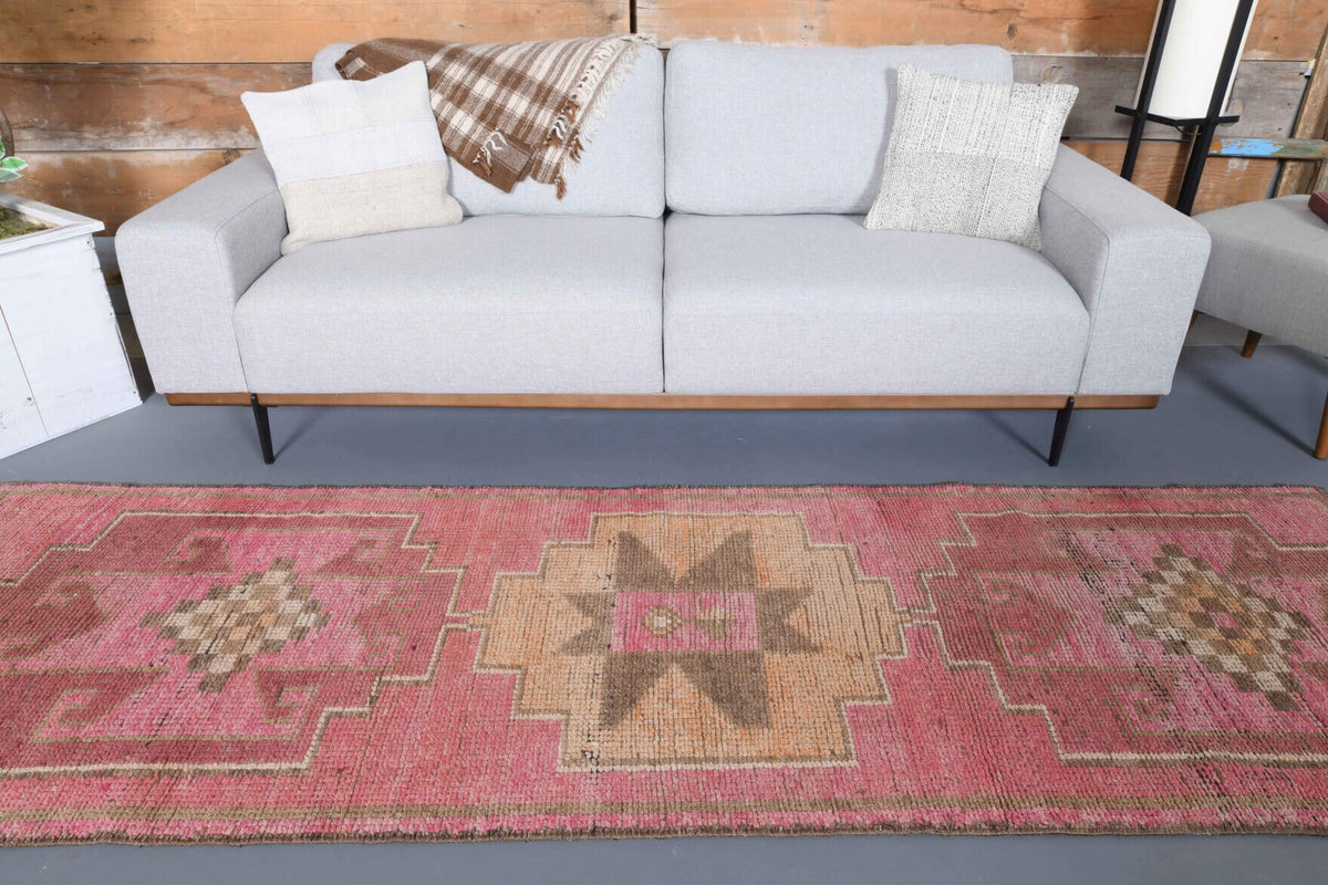 El yapımı vintage yolluk 91x290 cm oryantal desenli yün - desen detayı