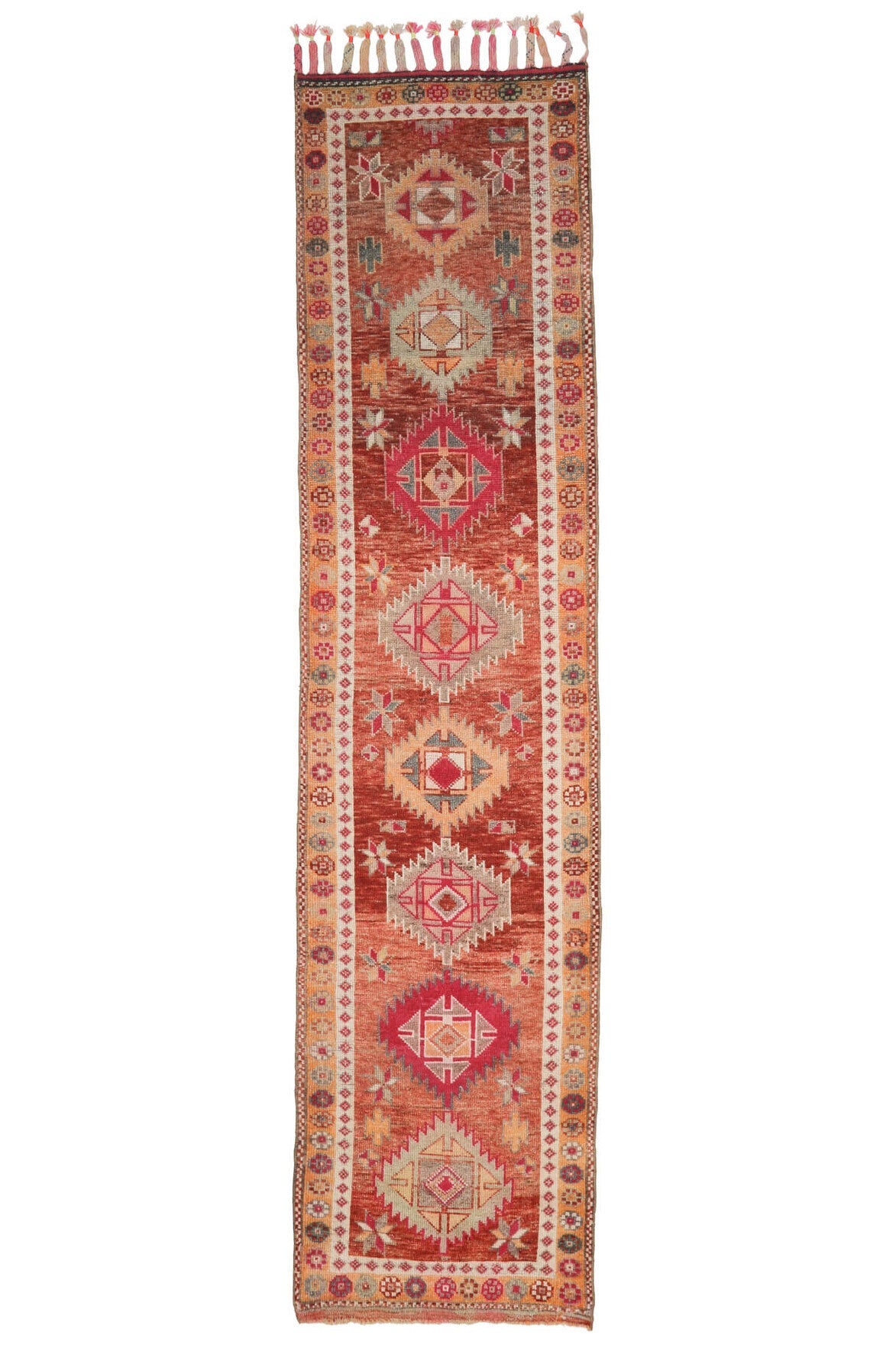 El yapımı vintage yolluk 91x391 cm oryantal desenli yün - farklı açıdan görünüm