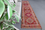 El yapımı vintage yolluk 91x391 cm oryantal desenli yün - detay görünümü