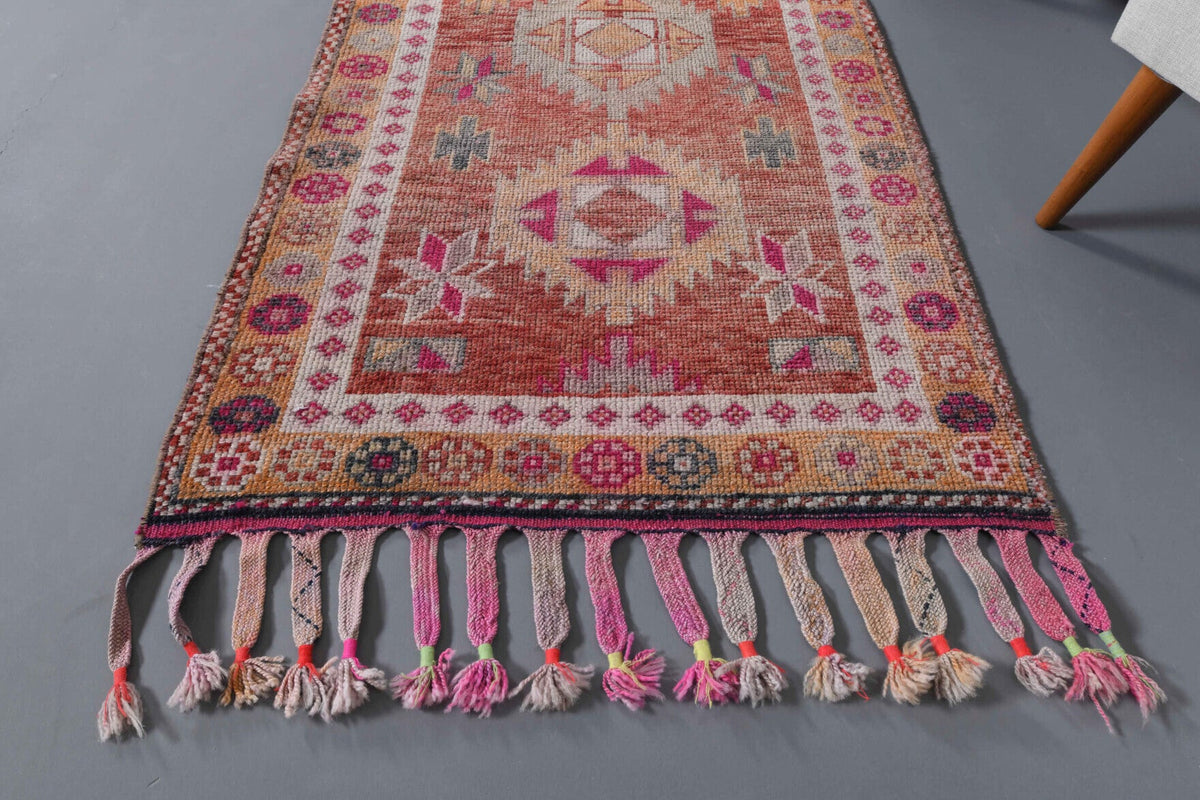 El yapımı vintage yolluk 91x391 cm oryantal desenli yün - mekan görünümü