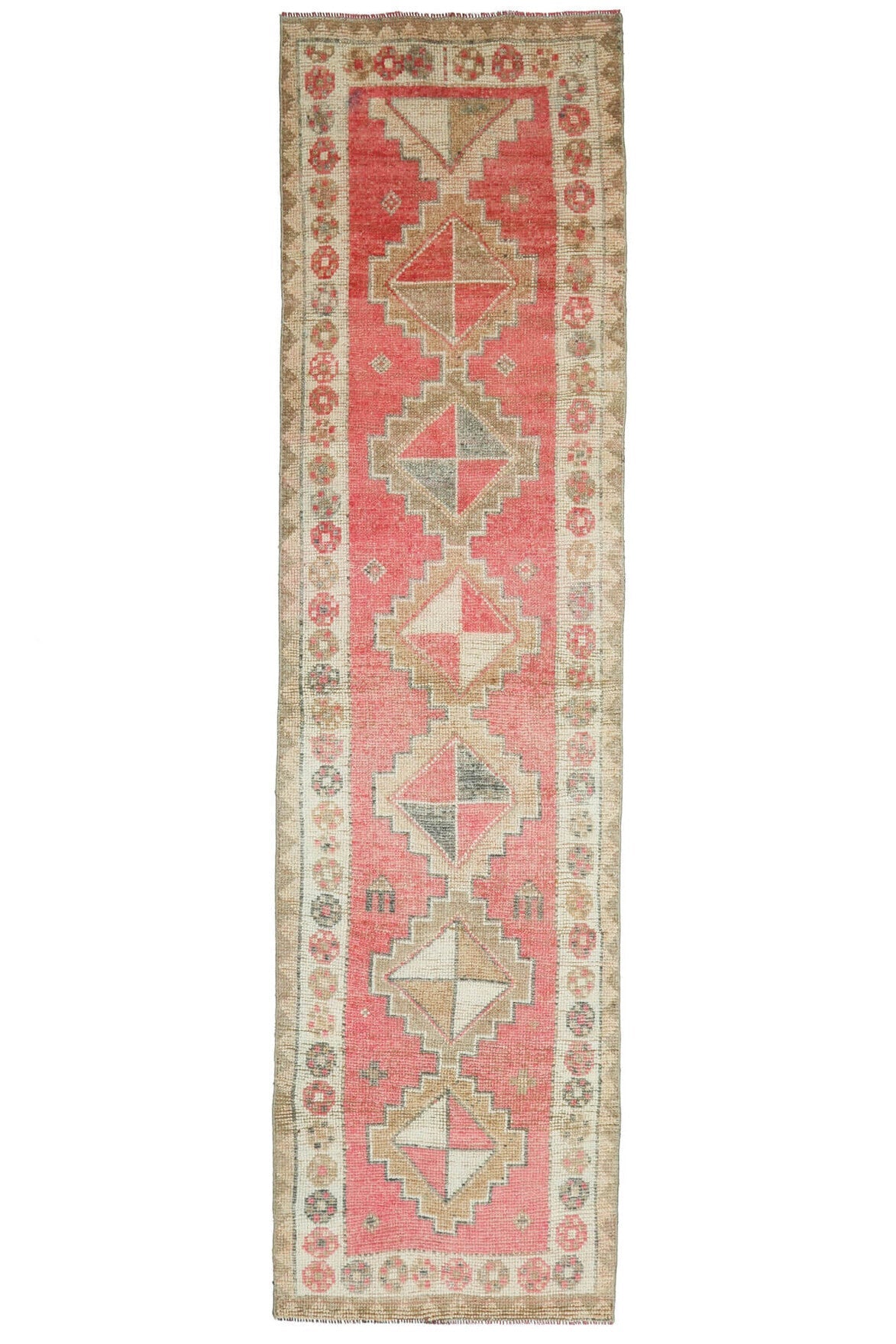 El yapımı vintage yolluk 91x363 cm tribal desenli yün - ışık altında renk detayı