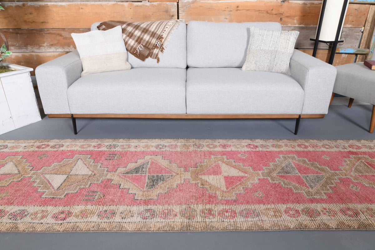 El yapımı vintage yolluk 91x363 cm tribal desenli yün - desen detayı