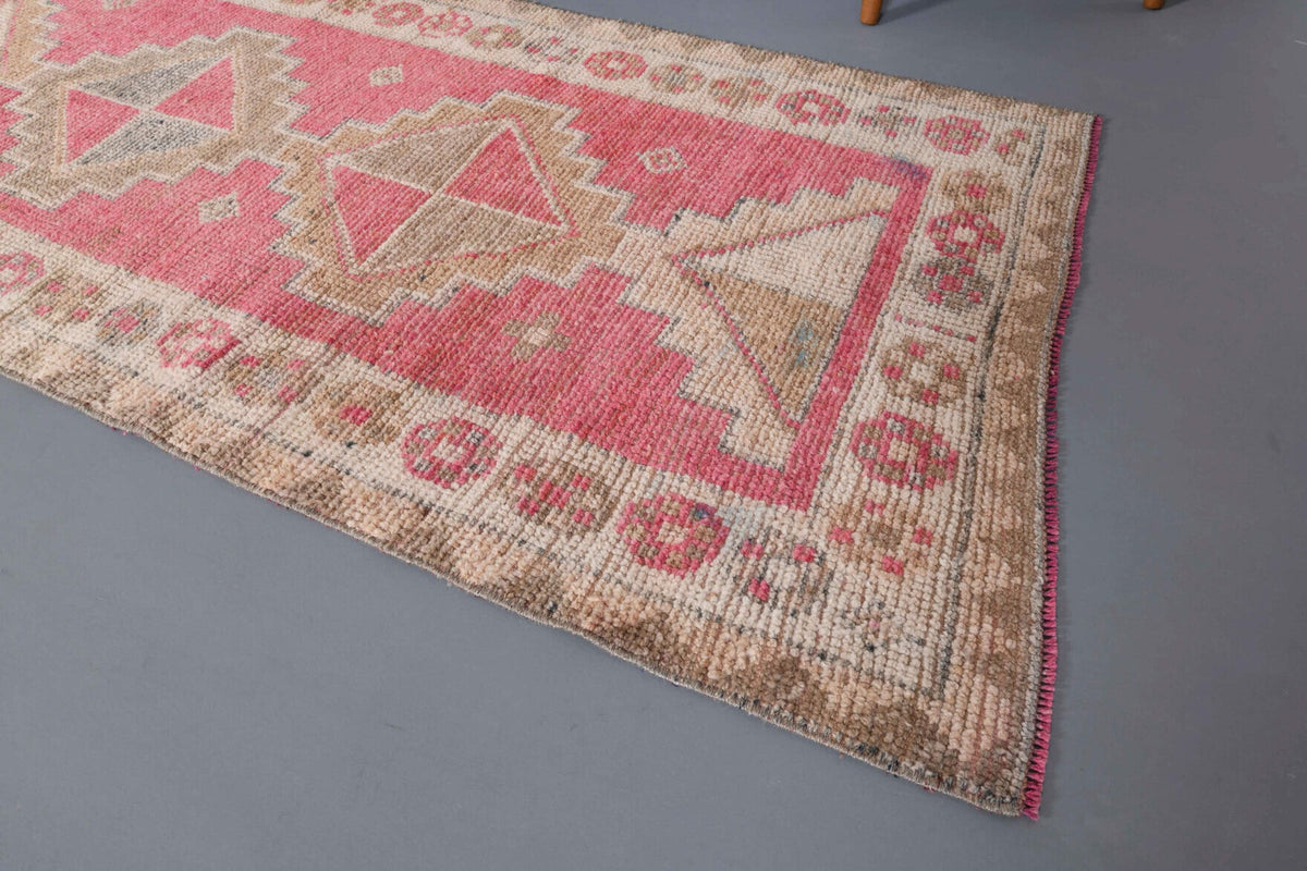El yapımı vintage yolluk 91x363 cm tribal desenli yün - mekan görünümü