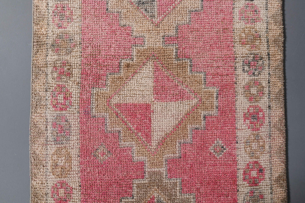 El yapımı vintage yolluk 91x363 cm tribal desenli yün - farklı açıdan görünüm