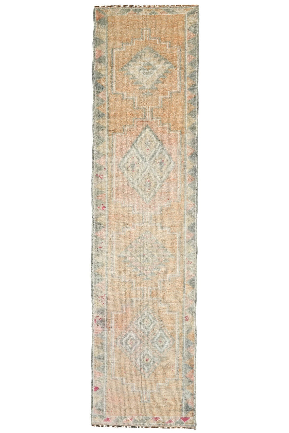El yapımı vintage yolluk 79x340 cm tribal desenli yün - farklı açıdan görünüm