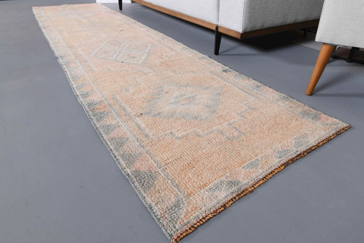 El yapımı vintage yolluk 79x340 cm tribal desenli yün - üstten görünüm