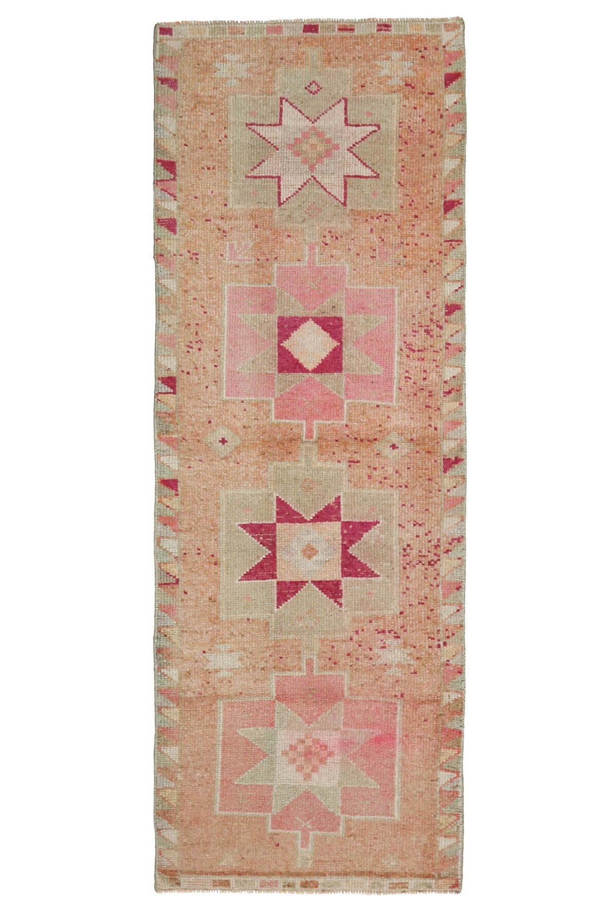 El yapımı vintage yolluk 102x300 cm tribal desenli yün - farklı açıdan görünüm