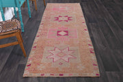 El yapımı vintage yolluk 102x300 cm tribal desenli yün - detay görünümü
