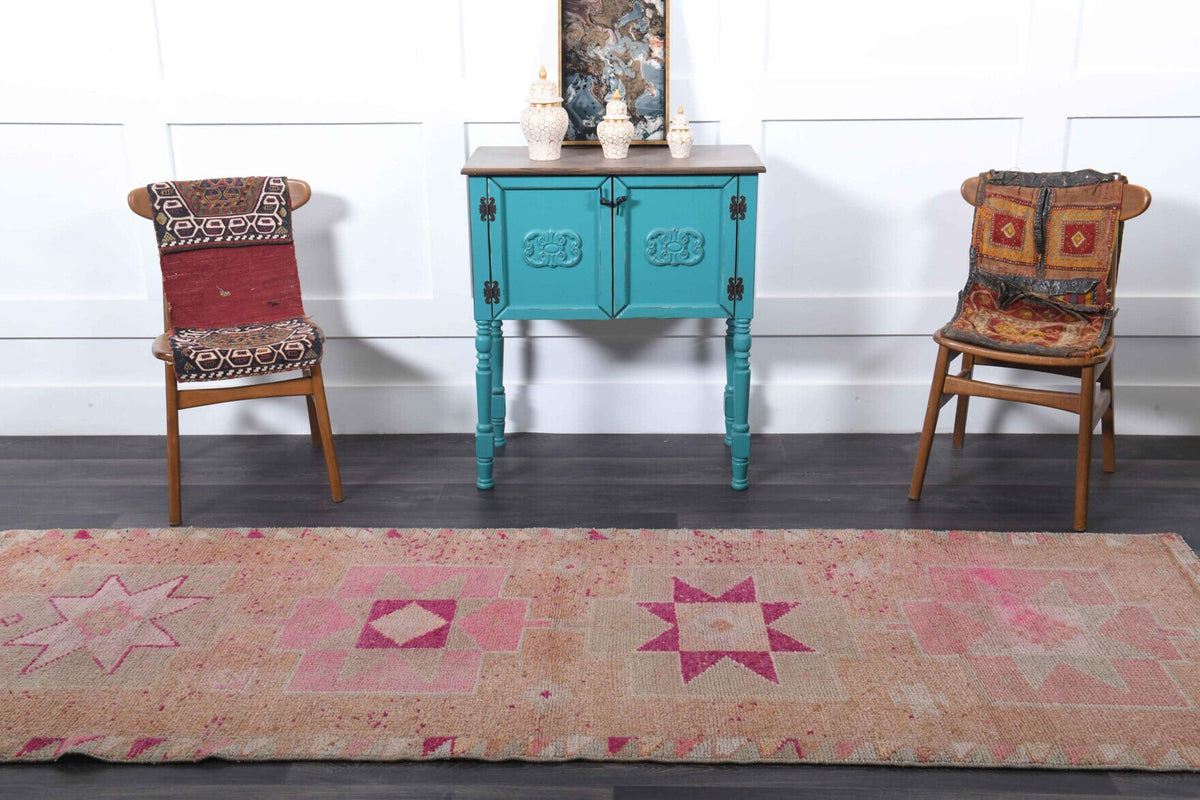 El yapımı vintage yolluk 102x300 cm tribal desenli yün - desen detayı