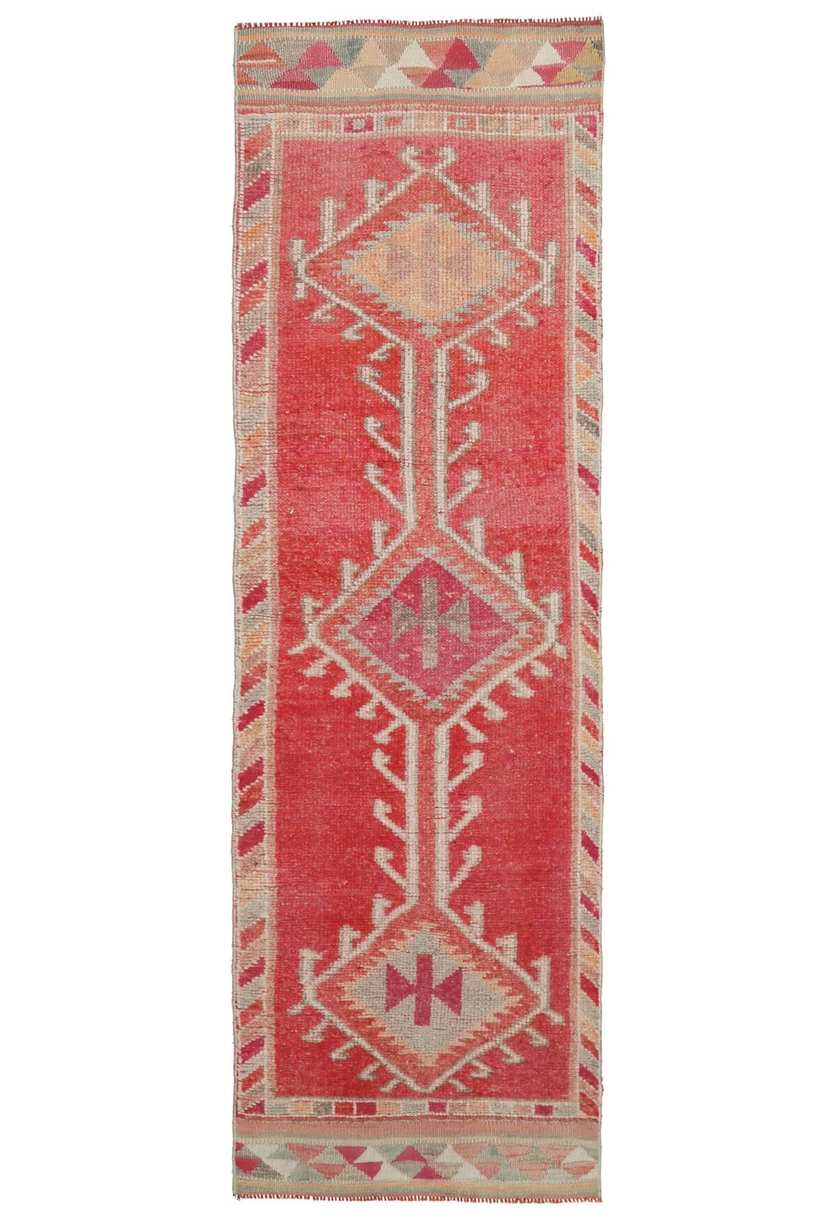 El yapımı vintage yolluk 86x292 cm tribal desenli yün - farklı açıdan görünüm