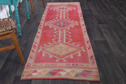 El yapımı vintage yolluk 86x292 cm tribal desenli yün - detay görünümü
