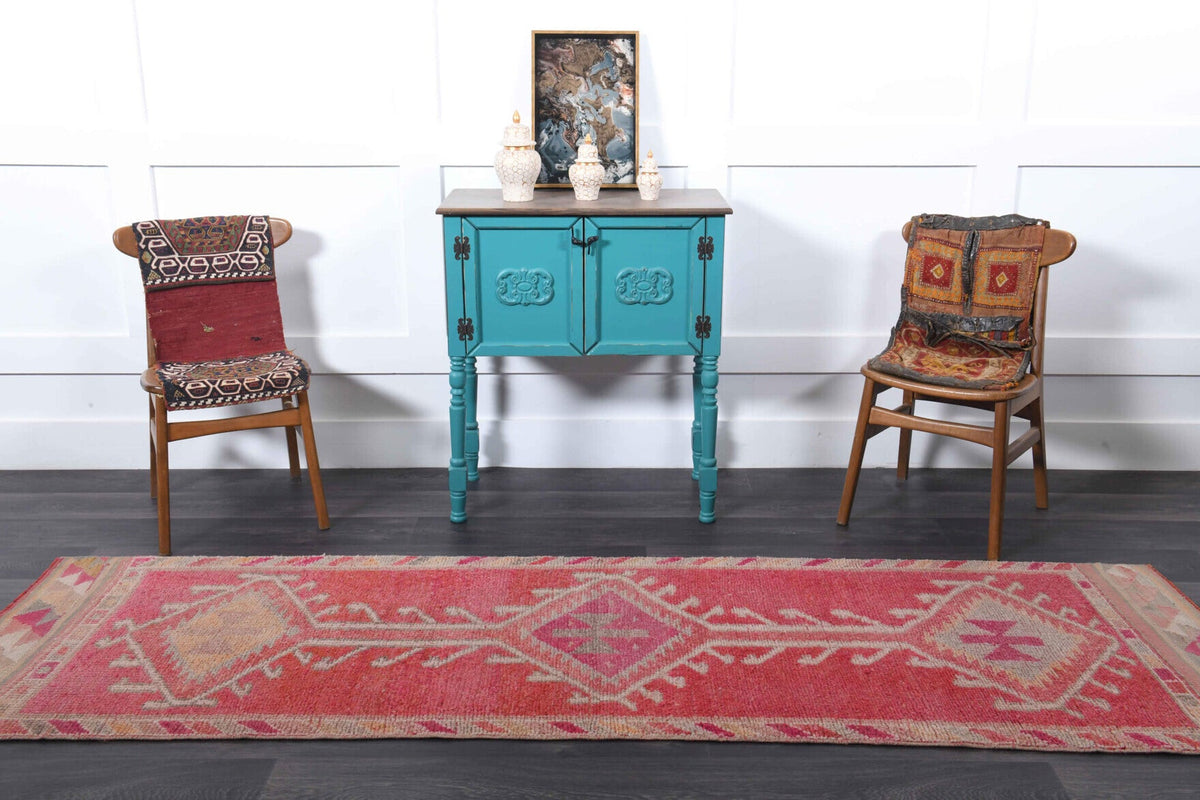 El yapımı vintage yolluk 86x292 cm tribal desenli yün - desen detayı