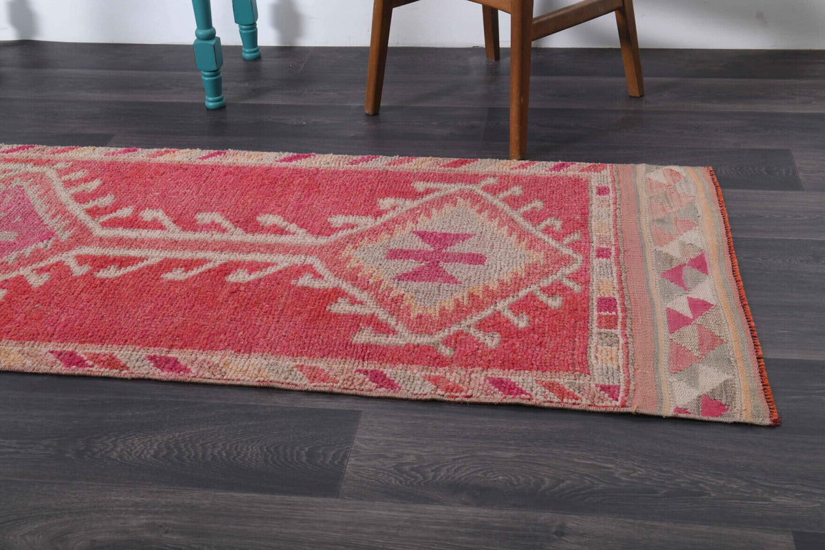 El yapımı vintage yolluk 86x292 cm tribal desenli yün - mekan görünümü