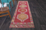 El yapımı vintage yolluk 89x340 cm tribal desenli yün - detay görünümü