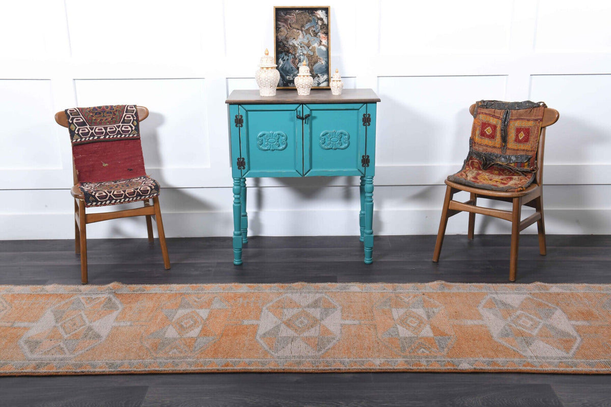 El yapımı vintage yolluk 81x399 cm oryantal desenli yün - desen detayı