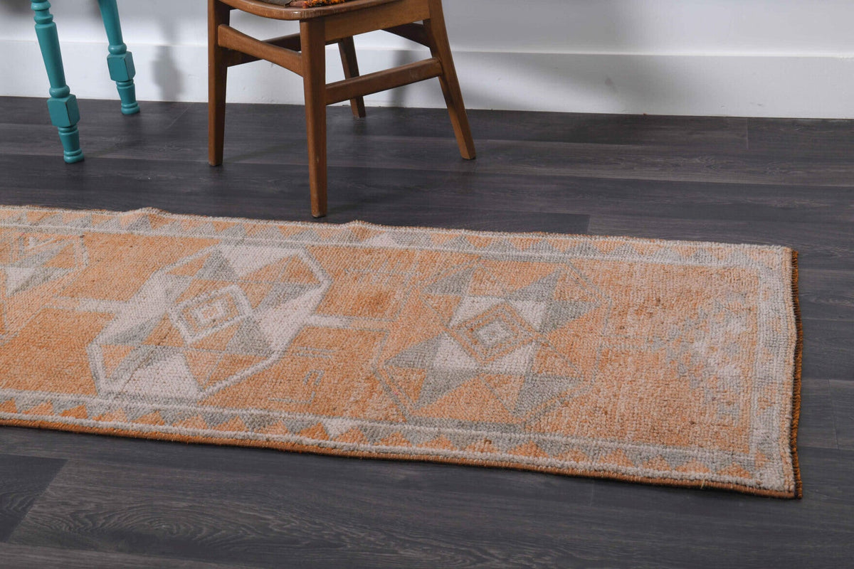 El yapımı vintage yolluk 81x399 cm oryantal desenli yün - mekan görünümü