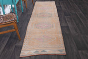 El yapımı vintage yolluk 86x310 cm oryantal desenli yün - detay görünümü