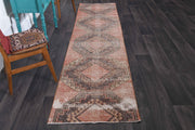 1970'lerden Anadolu kökenli geometrik desenli el dokuma vintage yolluk, 80x331 cm