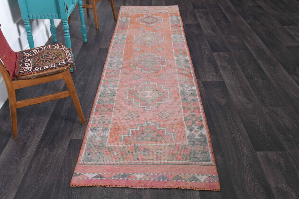 El yapımı vintage yolluk 86x345 cm tribal desenli yün - detay görünümü