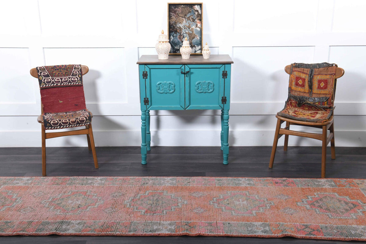 El yapımı vintage yolluk 86x345 cm tribal desenli yün - desen detayı
