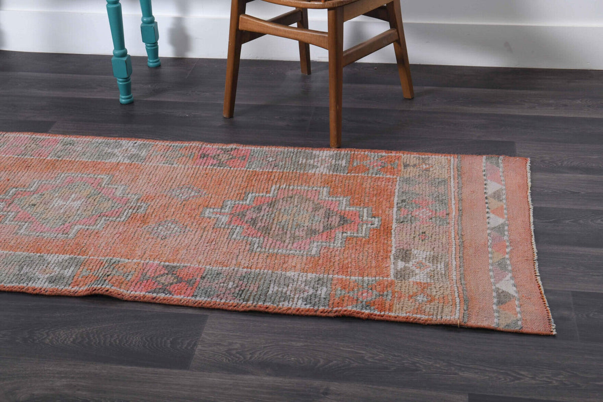 El yapımı vintage yolluk 86x345 cm tribal desenli yün - mekan görünümü